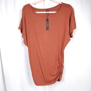 NWT Made By Johnny Womens Small Short Sleeve Draped Dolman Top w/ Side Shirring
